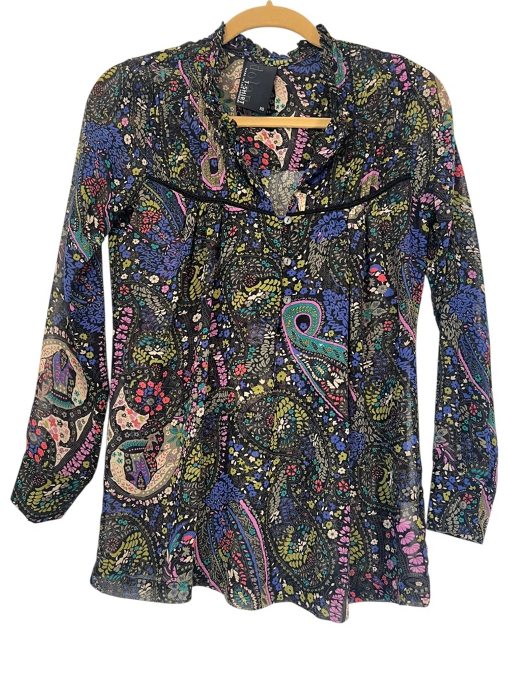 Anthropologie Dolan Odessa Floral Paisley Chiffon Peasant Top Size XS Boho
